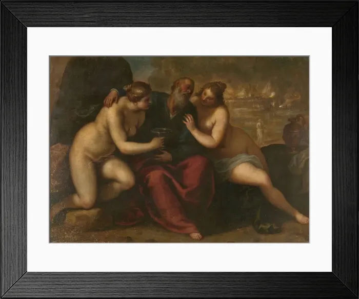 Framed Print : Lot and his Daughters, 1610-1620. Creator: Jacopo Palma