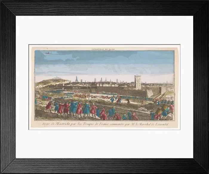 Framed Print : View of the siege of Maastricht by the French in 1748, 1748-1799. Creator: Anon Framed Print : View of the siege of Maastricht by the French in 1748, 1748-1799. Creator: Anon