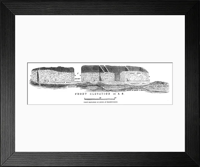 Framed Print : Front elevation of house at Brahmunabad, 1857. Creator: Unknown Framed Print : Front elevation of house at Brahmunabad, 1857. Creator: Unknown