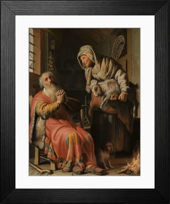 Framed Print : Tobit and Anna with the Kid, 1626. Creator: Rembrandt Harmensz van Rijn Framed Print : Tobit and Anna with the Kid, 1626. Creator: Rembrandt Harmensz van Rijn