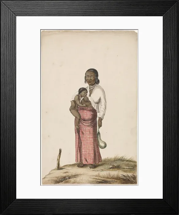 Framed Print : Malay woman with infant and eggplant, c.1675-c.1725. Creator: Anon Framed Print : Malay woman with infant and eggplant, c.1675-c.1725. Creator: Anon