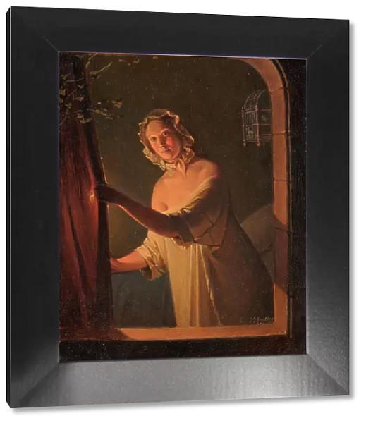 Girl by candlelight, 1844. Creator: Johan Gustaf Sandberg