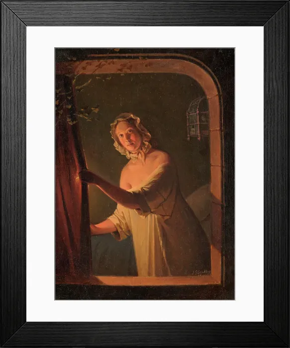 Framed Print : Girl by candlelight, 1844. Creator: Johan Gustaf Sandberg Framed Print : Girl by candlelight, 1844. Creator: Johan Gustaf Sandberg