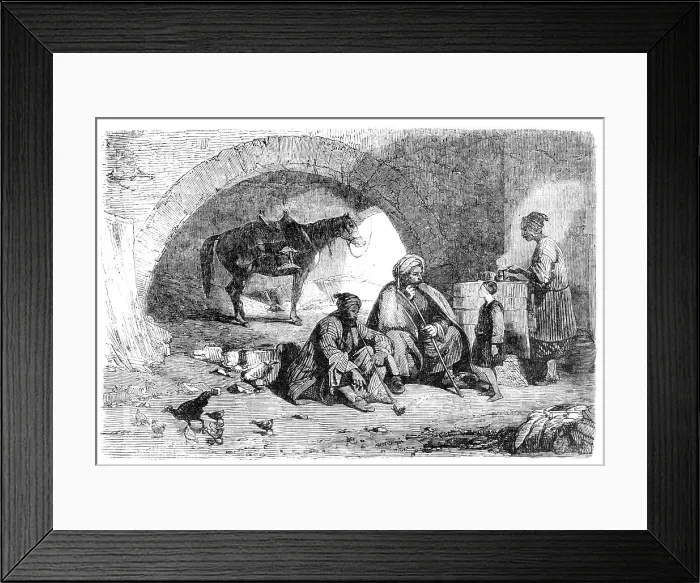 Framed Print : The Desert Route - Khan near Nahar-el-Kelb, the Ancient Lycus, three leagues from Beyrout, 1857. Creator: Unknown Framed Print : The Desert Route - Khan near Nahar-el-Kelb, the Ancient Lycus, three leagues from Beyrout, 1857. Creator: Unknown