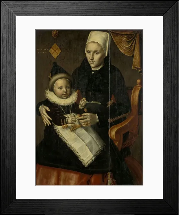 Framed Print : Mother and Child in Noord-Holland Costume, 1601. Creator: Jan Claesz Framed Print : Mother and Child in Noord-Holland Costume, 1601. Creator: Jan Claesz