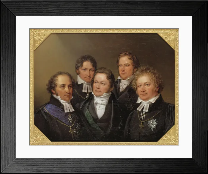 Framed Print : Five famous contemporaries, 1843. Creator: Johan Gustaf Sandberg Framed Print : Five famous contemporaries, 1843. Creator: Johan Gustaf Sandberg