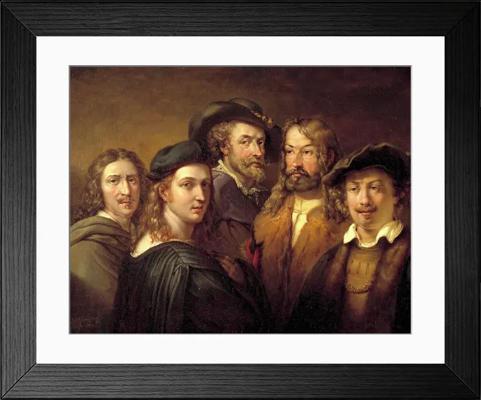 Framed Print : Five artists, early-mid 19th century. Creator: Johan Gustaf Sandberg Framed Print : Five artists, early-mid 19th century. Creator: Johan Gustaf Sandberg