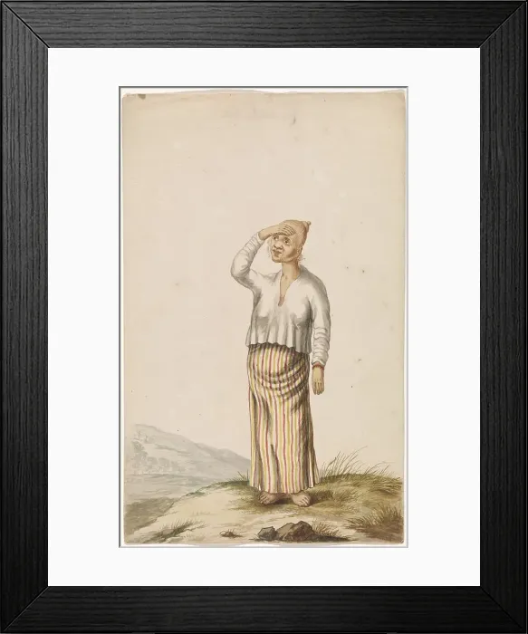 Framed Print : Woman with albinism covering her eyes, c.1675-c.1725. Creator: Anon Framed Print : Woman with albinism covering her eyes, c.1675-c.1725. Creator: Anon