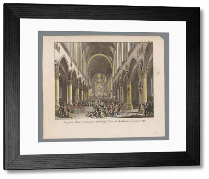 Framed Print : Sint-Bavo church stormed by Protestants in Haarlem, 1752. Creator: Anon Framed Print : Sint-Bavo church stormed by Protestants in Haarlem, 1752. Creator: Anon