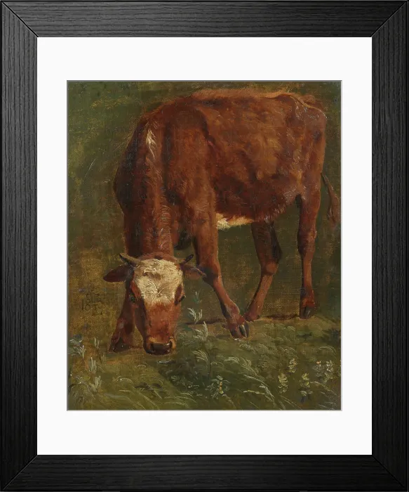 Framed Print : Grazing red heifer. Study, 1843. Creator: Johan Thomas Lundbye Framed Print : Grazing red heifer. Study, 1843. Creator: Johan Thomas Lundbye