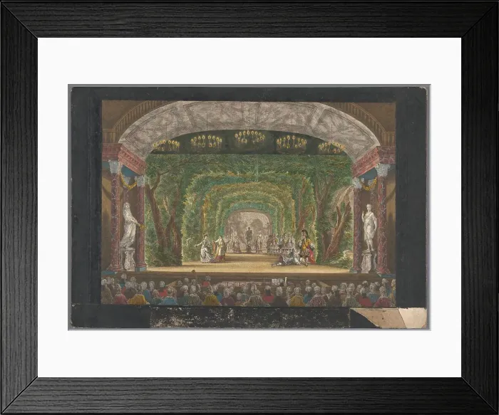 Framed Print : View of the stage of the Schouwburg in Amsterdam with a performance for Willem V... 1768-1799. Creator: Anon Framed Print : View of the stage of the Schouwburg in Amsterdam with a performance for Willem V... 1768-1799. Creator: Anon