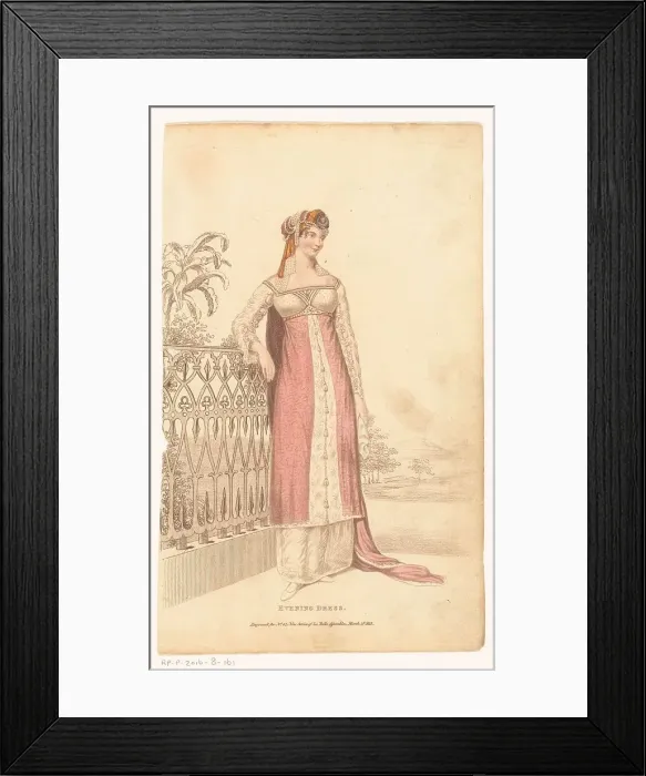 Framed Print : La Belle Assemblee, March 1 1813, No. 42 (New Series): Evening Dress, 1813. Creator: Anon Framed Print : La Belle Assemblee, March 1 1813, No. 42 (New Series): Evening Dress, 1813. Creator: Anon