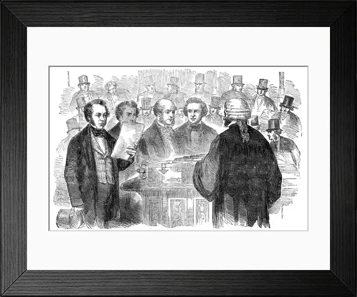 Framed Print : The Debate in the House of Commons on the China Question - the Opposition Tellers... 1857. Creator: Unknown Framed Print : The Debate in the House of Commons on the China Question - the Opposition Tellers... 1857. Creator: Unknown