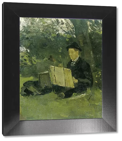 Jan Verkade (1868-1946) Painting under a Tree at Hattem, 1891. Creator: Richard Roland Holst