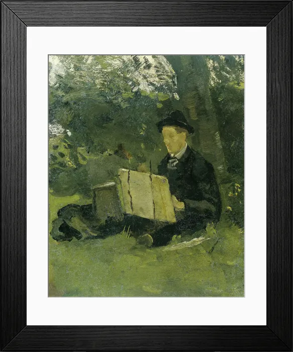 Framed Print : Jan Verkade (1868-1946) Painting under a Tree at Hattem, 1891. Creator: Richard Roland Holst Framed Print : Jan Verkade (1868-1946) Painting under a Tree at Hattem, 1891. Creator: Richard Roland Holst