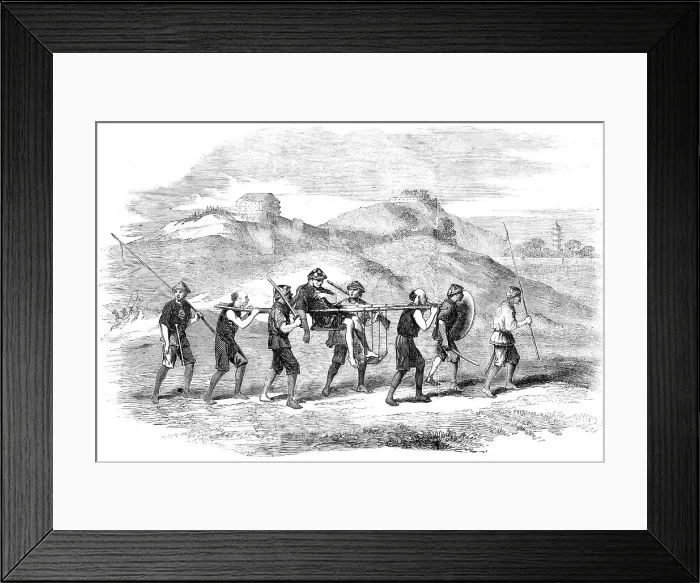 Framed Print : Chinese Mode of Carrying the Wounded, 1857. Creator: Unknown Framed Print : Chinese Mode of Carrying the Wounded, 1857. Creator: Unknown