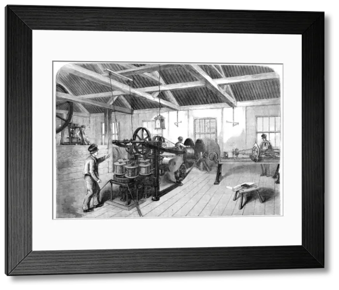 Framed Print : Manufacture of the Atlantic Submarine Cable, at Glass, Elliott, and Co.'s Works, East... 1857. Creator: Unknown Framed Print : Manufacture of the Atlantic Submarine Cable, at Glass, Elliott, and Co.'s Works, East... 1857. Creator: Unknown