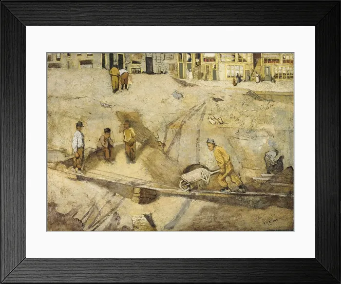 Framed Print : Building Site in Amsterdam, 1891. Creator: Richard Roland Holst Framed Print : Building Site in Amsterdam, 1891. Creator: Richard Roland Holst