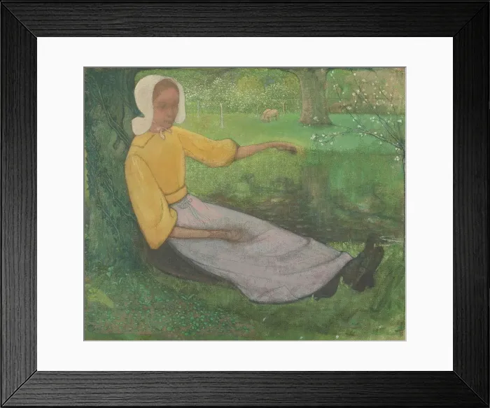 Framed Print : Woman of Huizen sitting under a Tree, 1888-1895. Creator: Richard Roland Holst Framed Print : Woman of Huizen sitting under a Tree, 1888-1895. Creator: Richard Roland Holst