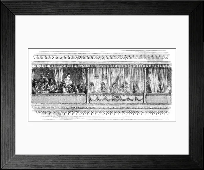 Framed Print : The Queen and Princes of Oude and Suite at Drury-Lane Theatre, 1857. Creator: Unknown Framed Print : The Queen and Princes of Oude and Suite at Drury-Lane Theatre, 1857. Creator: Unknown