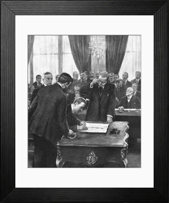 Framed Print : La Derniere signature allemande; M von Lersner signant pour l'allemagne, apres... 1920. Creator: Unknown Framed Print : La Derniere signature allemande; M von Lersner signant pour l'allemagne, apres... 1920. Creator: Unknown