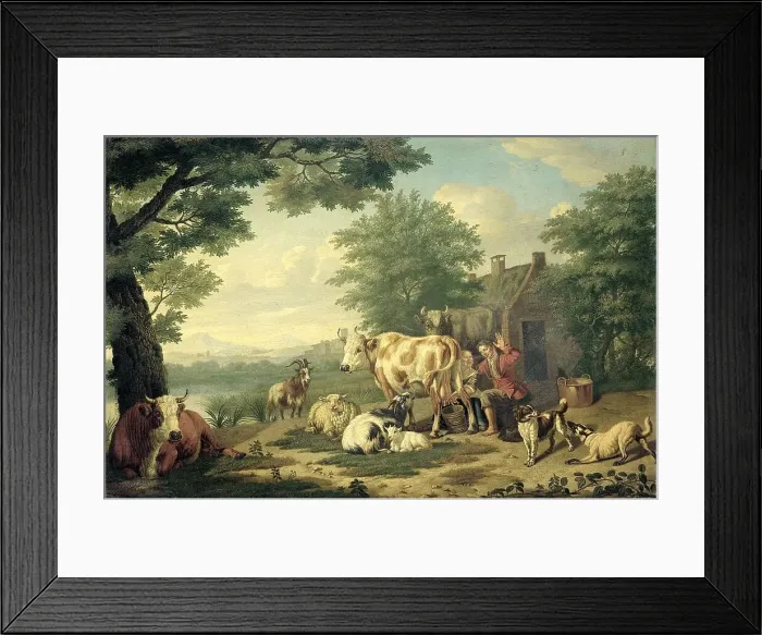 Framed Print : Milking Time, 1710-1763. Creator: Jan van Gool Framed Print : Milking Time, 1710-1763. Creator: Jan van Gool