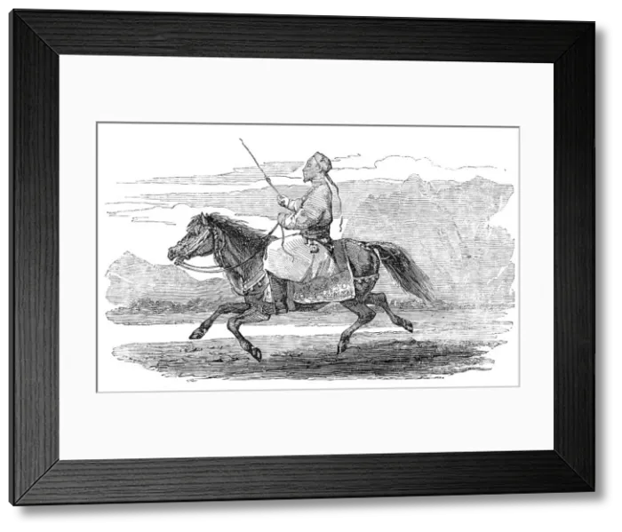 Framed Print : Sketches in Cashmere - Tartar of Ladak, and Yarkund Pony, 1857. Creator: Unknown Framed Print : Sketches in Cashmere - Tartar of Ladak, and Yarkund Pony, 1857. Creator: Unknown