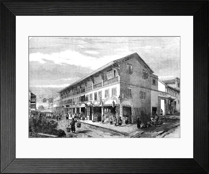 Framed Print : The War in China - Victoria Hong-Kong: Queen's-Road West, 1857. Creator: Unknown Framed Print : The War in China - Victoria Hong-Kong: Queen's-Road West, 1857. Creator: Unknown