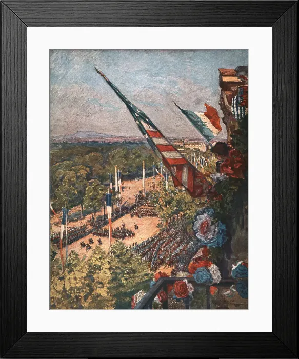 Framed Print : Le jour de gloire; Depart du Defile Triomphal, Avenue de la Grande-Armee, 1919. Creator: Charles-Jules Duvent Framed Print : Le jour de gloire; Depart du Defile Triomphal, Avenue de la Grande-Armee, 1919. Creator: Charles-Jules Duvent