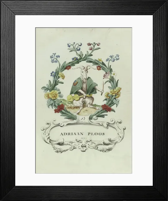 Framed Print : Cartoon of Adriaan Ploos, 1710-1720. Creator: Anon Framed Print : Cartoon of Adriaan Ploos, 1710-1720. Creator: Anon