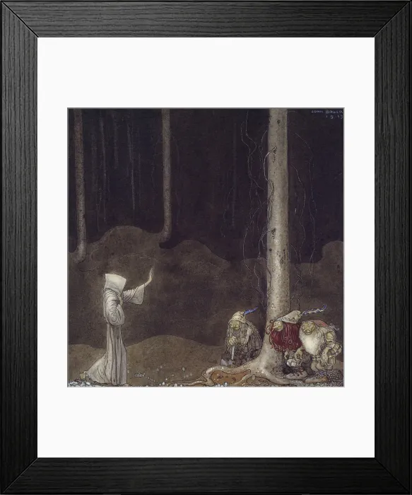 Framed Print : Brother St. Martin and the Three Trolls, 1913. Creator: John Bauer Framed Print : Brother St. Martin and the Three Trolls, 1913. Creator: John Bauer