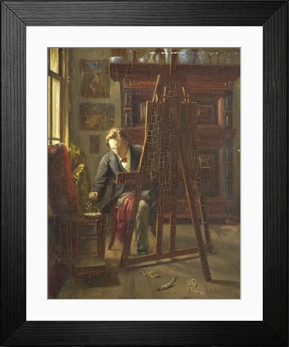 Framed Print : The Artist George Jan Hendrik Poggenbeek in His Studio, 1872. Creator: Theo Hanrath Framed Print : The Artist George Jan Hendrik Poggenbeek in His Studio, 1872. Creator: Theo Hanrath