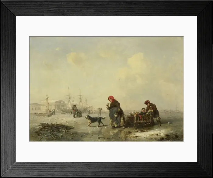 Framed Print : The Neva at St Petersburg (Leningrad) in the Winter, 1844. Creator: Theodor Hildebrandt Framed Print : The Neva at St Petersburg (Leningrad) in the Winter, 1844. Creator: Theodor Hildebrandt