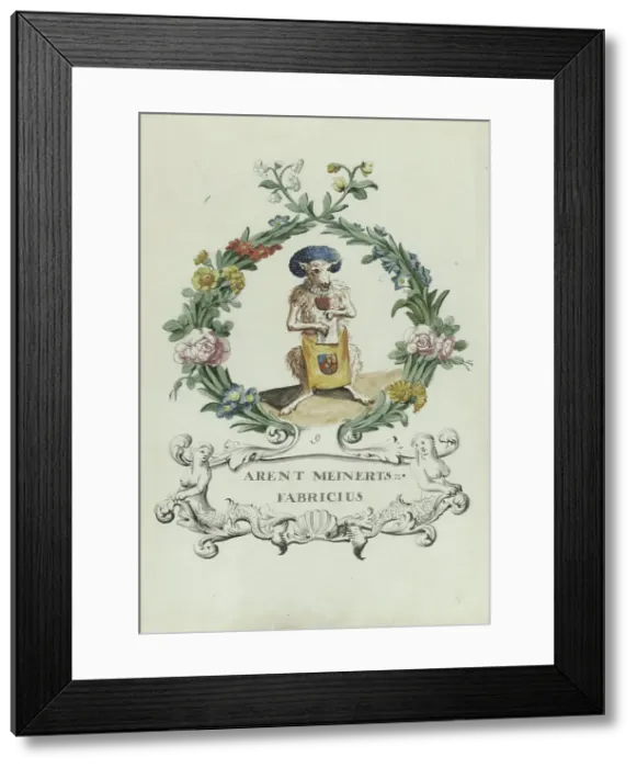 Framed Print : Cartoon of Arent Meinertsz. Fabricius, 1710-1720. Creator: Anon Framed Print : Cartoon of Arent Meinertsz. Fabricius, 1710-1720. Creator: Anon