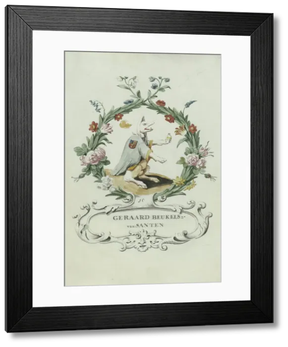 Framed Print : Cartoon of Geraard Beukelsz. Van Santen, 1710-1720. Creator: Anon Framed Print : Cartoon of Geraard Beukelsz. Van Santen, 1710-1720. Creator: Anon