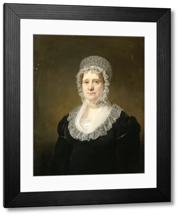 Framed Print : Portrait of Sara de Haan, Widow of the Amsterdam Underwriter Cornelis Hartsen, 1820-1832. Creator: Jan Willem Pieneman Framed Print : Portrait of Sara de Haan, Widow of the Amsterdam Underwriter Cornelis Hartsen, 1820-1832. Creator: Jan Willem Pieneman