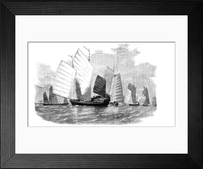 Framed Print : The War in China - Fleet of Chinese Pirates Preparing to Attack, 1857. Creator: Unknown Framed Print : The War in China - Fleet of Chinese Pirates Preparing to Attack, 1857. Creator: Unknown