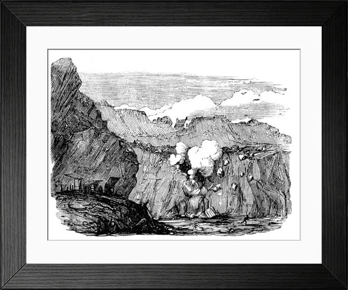 Framed Print : Blasting the Granite Rock, 1857. Creator: Unknown