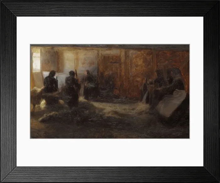 Framed Print : Flax-beating at Tidsvilde, Själland, 1887. Creator: Julius Paulsen Framed Print : Flax-beating at Tidsvilde, Själland, 1887. Creator: Julius Paulsen