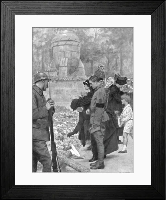 Framed Print : La part de la douleur; au soir du jour de Gloire': le pelerinage pieux des peres... 1919. Creator: J Simont. La part de la douleur; au soir du jour de Gloire': le pelerinage pieux des peres... 1919. Creator: J Simont Framed Print : La part de la douleur; au soir du jour de Gloire': le pelerinage pieux des peres... 1919. Creator: J Simont. La part de la douleur; au soir du jour de Gloire': le pelerinage pieux des peres... 1919. Creator: J Simont