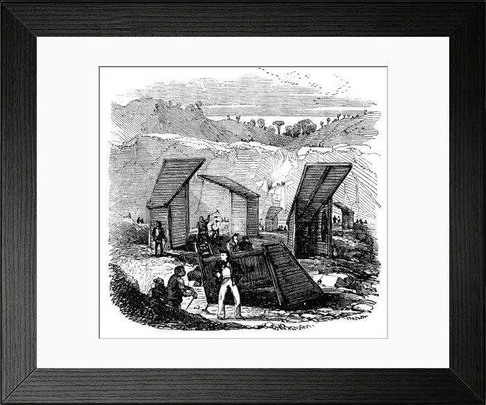 Framed Print : Granite Quarrymen's Huts, 1857. Creator: Unknown Framed Print : Granite Quarrymen's Huts, 1857. Creator: Unknown