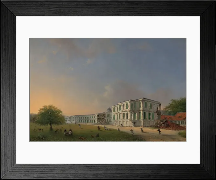 Framed Print : Front View of Buitenzorg Palace during the Earthquake of 10 October 1834, 1834-1836. Creator: Willem Troost II Framed Print : Front View of Buitenzorg Palace during the Earthquake of 10 October 1834, 1834-1836. Creator: Willem Troost II