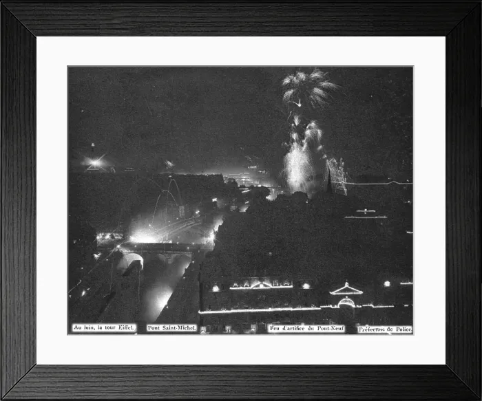 Framed Print : Le jour de gloire; panorama de Paris illumine le soir de 14 juillet 1919, vu d'une des tour...1919. Creator: Famechon et Queste Framed Print : Le jour de gloire; panorama de Paris illumine le soir de 14 juillet 1919, vu d'une des tour...1919. Creator: Famechon et Queste