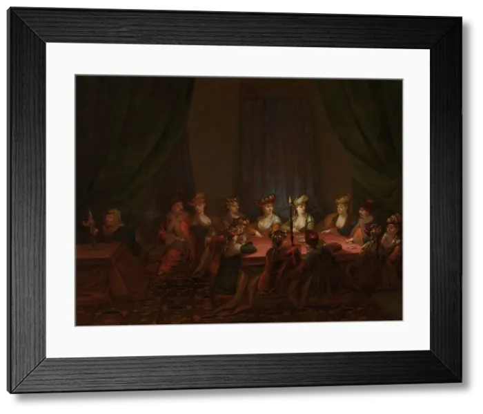 Framed Print : Party of Armenians Playing Cards, c.1720-c.1737. Creator: Jean Baptiste Vanmour