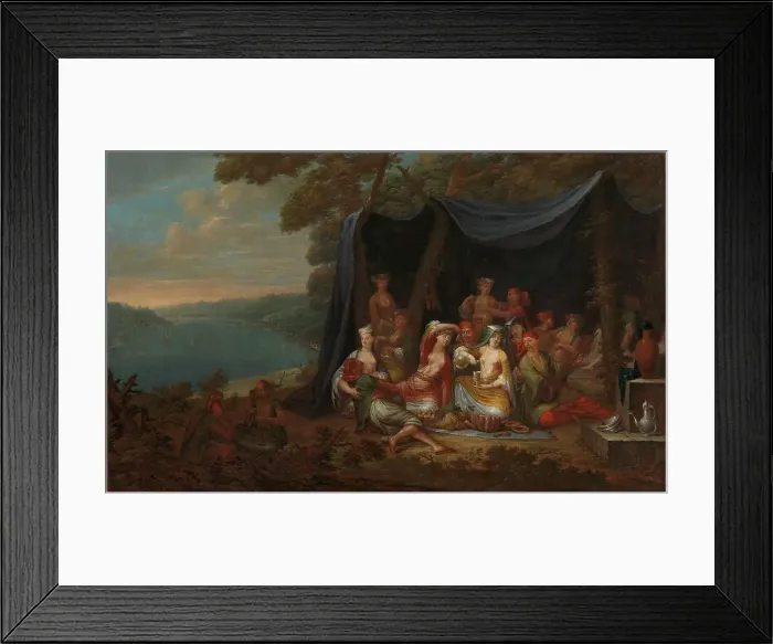 Framed Print : Fête champêtre with Turkish Courtiers under a Tent, c.1720-c.1737. Creator: Jean Baptiste Vanmour Framed Print : Fête champêtre with Turkish Courtiers under a Tent, c.1720-c.1737. Creator: Jean Baptiste Vanmour