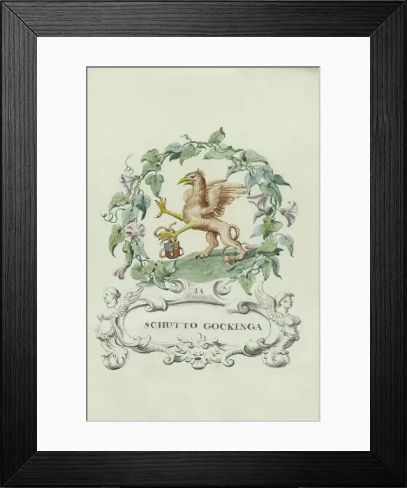Framed Print : Cartoon of Schutto Gockinga, 1710-1720. Creator: Anon Framed Print : Cartoon of Schutto Gockinga, 1710-1720. Creator: Anon