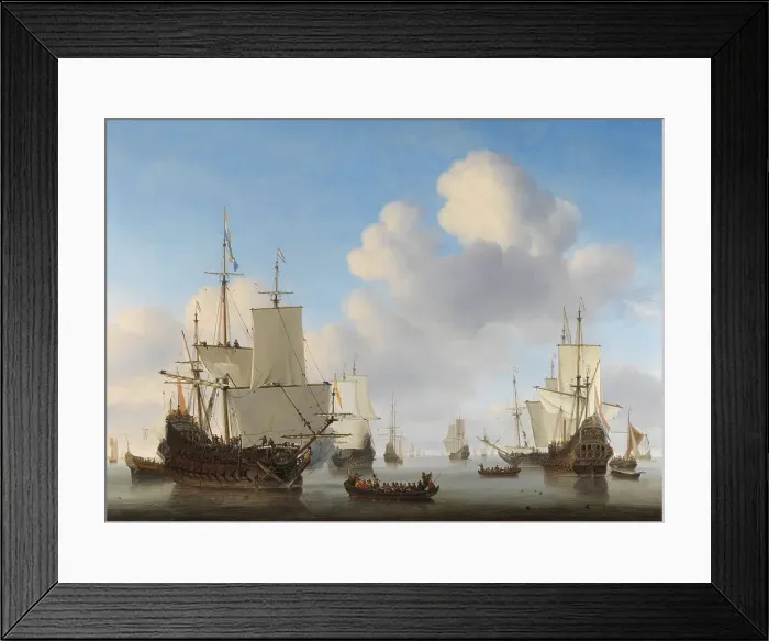 Framed Print : Dutch Ships in a Calm Sea, c.1665. Creator: Willem van de Velde the Younger Framed Print : Dutch Ships in a Calm Sea, c.1665. Creator: Willem van de Velde the Younger