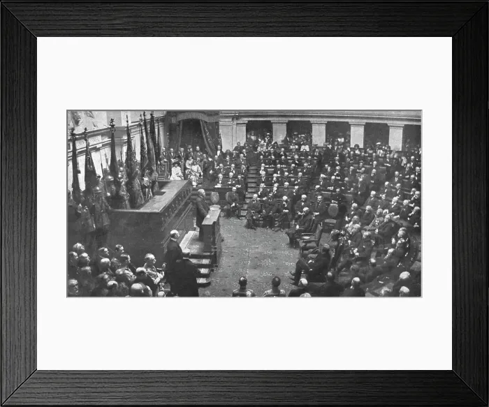 Framed Print : Les fetes de la victoire en Belgique; Le president de la Republique francaise a la tribune...1919. Creator: Unknown Framed Print : Les fetes de la victoire en Belgique; Le president de la Republique francaise a la tribune...1919. Creator: Unknown