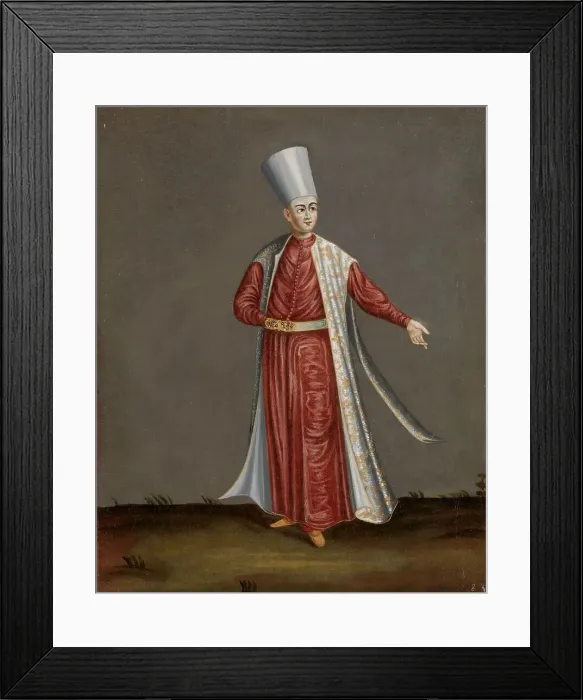 Framed Print : The Capon Aghassi, Chief of the White Eunuchs of the Sultan, 1700-1737. Creator: Workshop of Jean Baptiste Vanmour