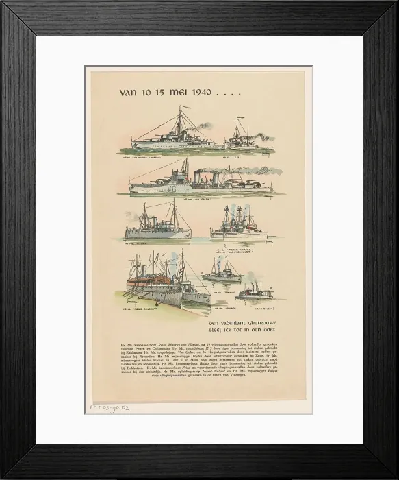 Framed Print : Dutch warships sunk between 10-15 May 1940, (c.1945-c.1960). Creator: Anon Framed Print : Dutch warships sunk between 10-15 May 1940, (c.1945-c.1960). Creator: Anon
